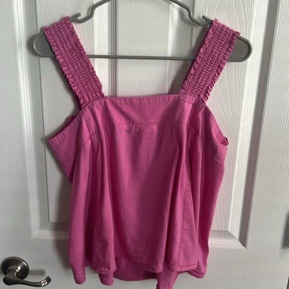 a.n.a Smocked Tank Top Sleeveless Casual Pink Blouse Square Neck Size M - Picture 5 of 7